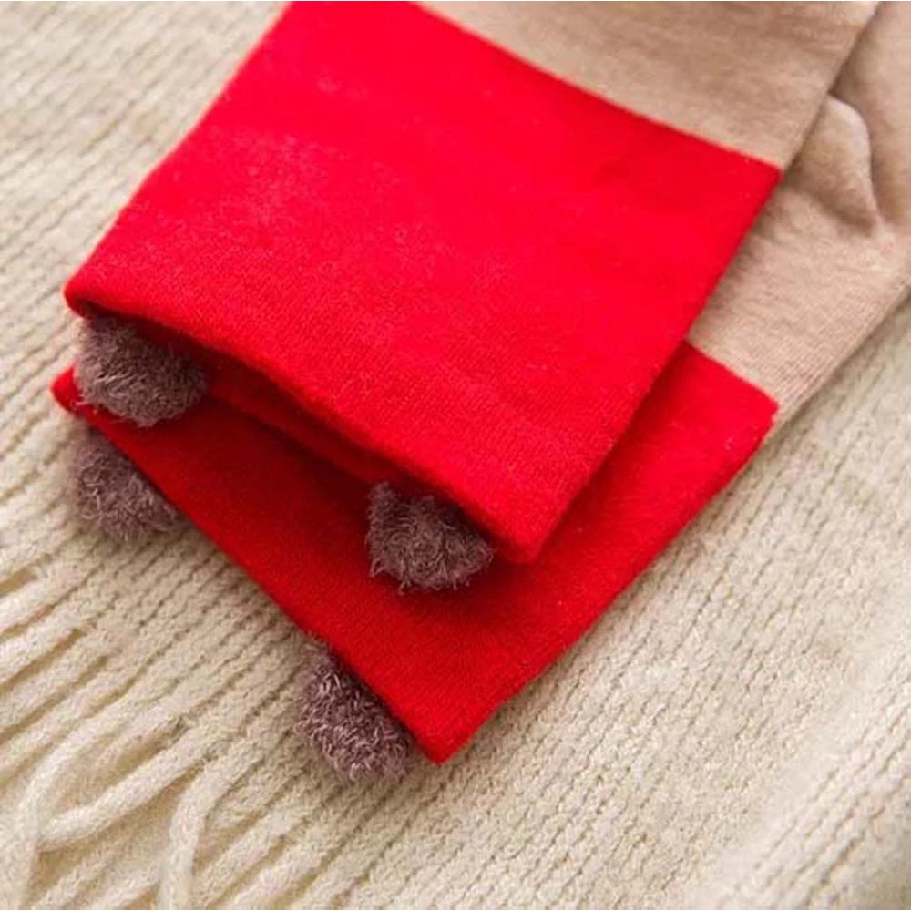 1 Đôi Vớ Cotton Họa Tiết Giáng Sinh / Năm Mới Phong Cách Hàn Quốc Dễ Thương Cho Nữ