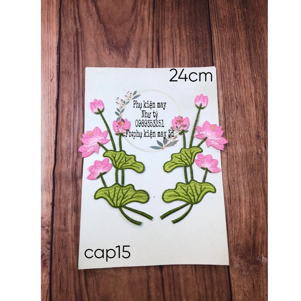 Hoa thêu sen ủi cặp