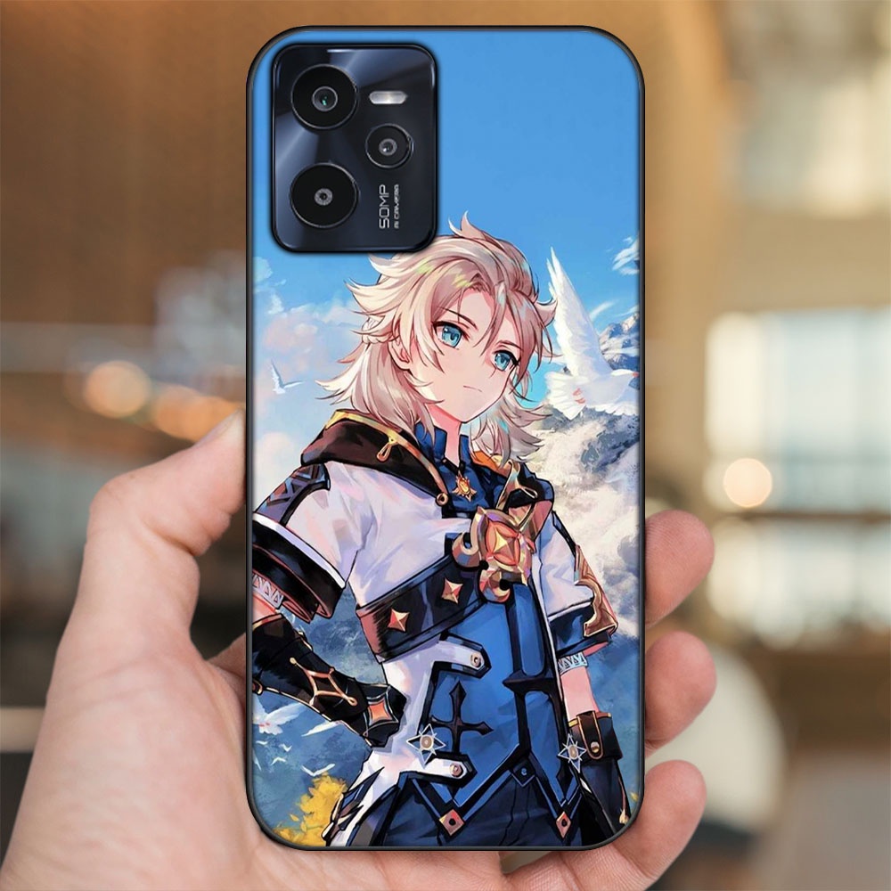 Ốp lưng Realme C35 viền đen in hình Albedo Genshin Impact