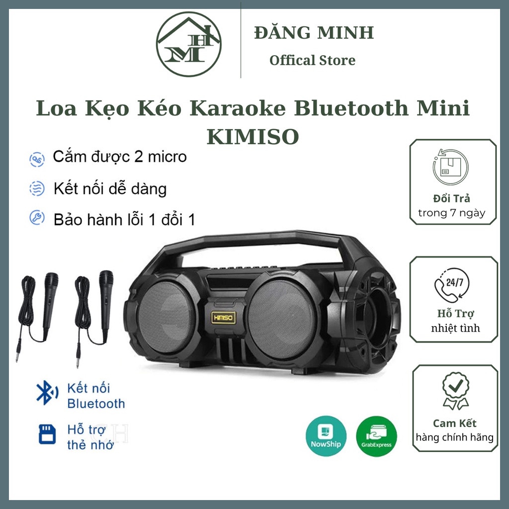 Loa Kẹo Kéo Karaoke Bluetooth Mini KIMISO Chất Lượng Âm Thanh Trong Trẻo Và Rõ Nét Cực Đã + Tặng Kèm Mic Tiện lợi