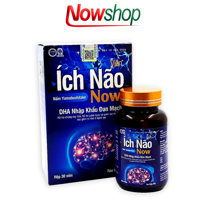 Viên uống bồi bổ Ích Não Now giúp cải thiện chứng hay quên đau đầu chóng mặt mất ngủ tăng cường trí nhớ. Hộp 30 viên