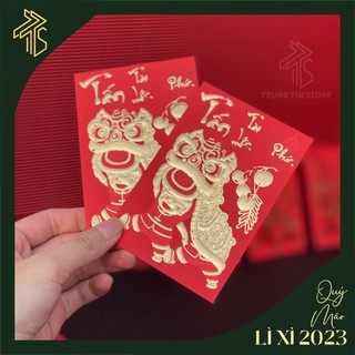 Bao lì xì đỏ nhỏ dùng để mừng tuổi chủ đề Tấn Tài Tấn Lộc họa tiết được dập nổi 3D cao cấp sắc nét