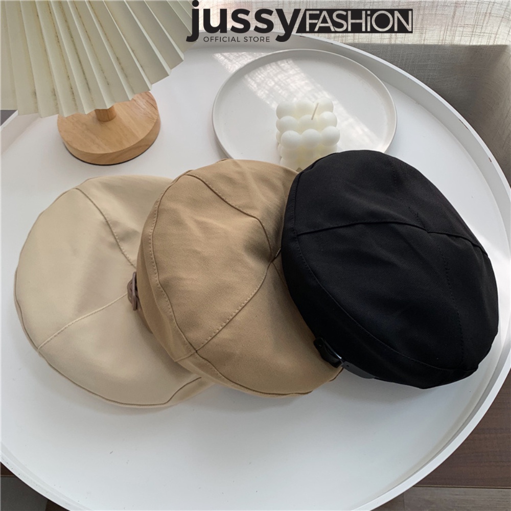 Mũ Nồi Khóa Da Cao Cấp Jussy Fashion Kiểu Mũ Beret Nữ Chất Vải Nỉ 2 Lớp Màu Sắc Vintage Phong Cách Hàn Quốc