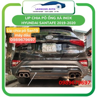 Lip chia pô xe HYUNDAI SANTAFE 2019 - 2020, NHỰA  ABS mạ kẽm ỐNG XẢ INOX ( BẢN MÁY DẦU )