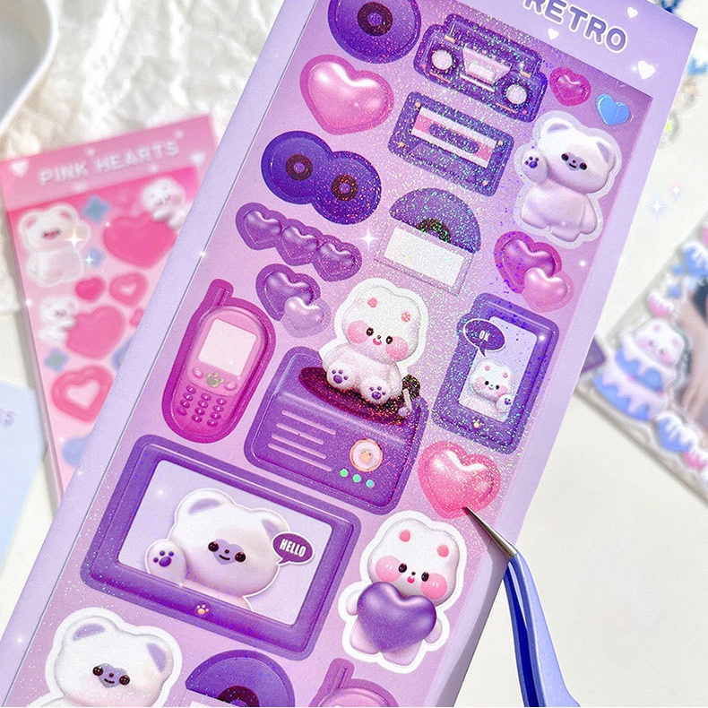 1 Sticker Dán Trang Trí Hình Gấu Thỏ