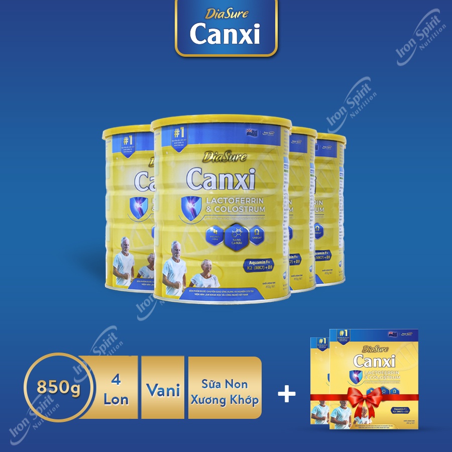 MUA 4 TẶNG 2, Sữa DIASURE CANXI 850 - bổ sung dinh dưỡng, nano canxi phòng chống loãng xương, cải thiện xương khớp.