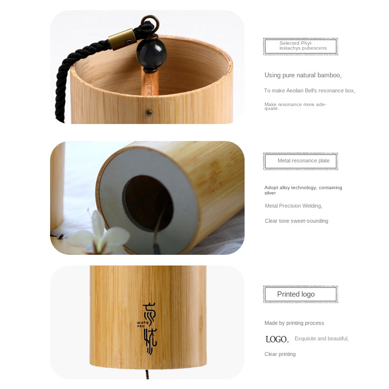 Chuông Gió 8 / 9 Tông Bằng Tre Tự Nhiên Trang Trí Nhà Cửa Sân Vườn