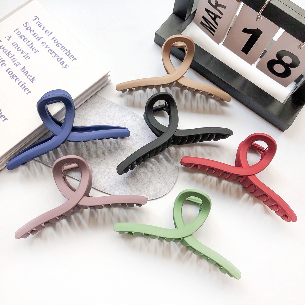 Kẹp tóc càng cua dạng xoắn, nhám, thời trang Hàn Quốc, nhiều màu