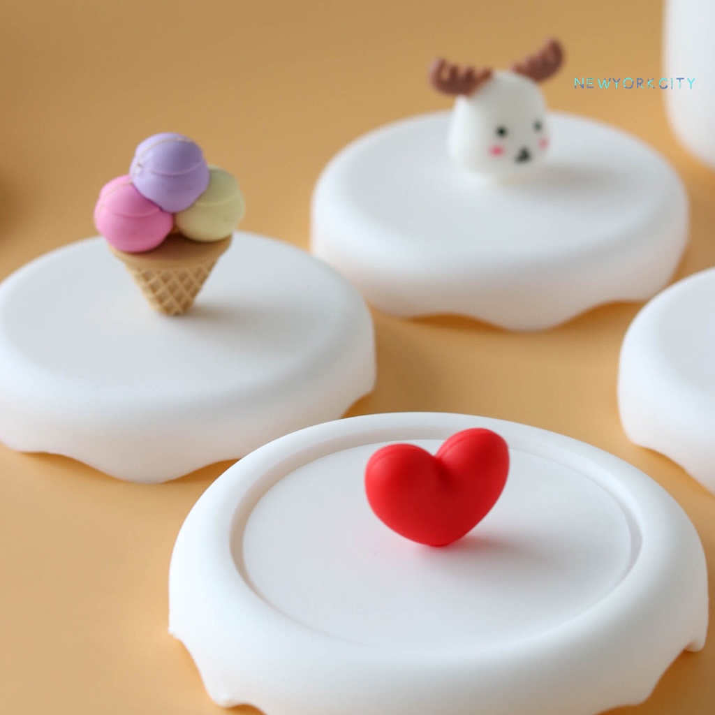 Nắp Đậy Cốc Trà / Cà Phê Bằng Silicon Bền In Họa Tiết Hoạt Hình Cho Văn Phòng