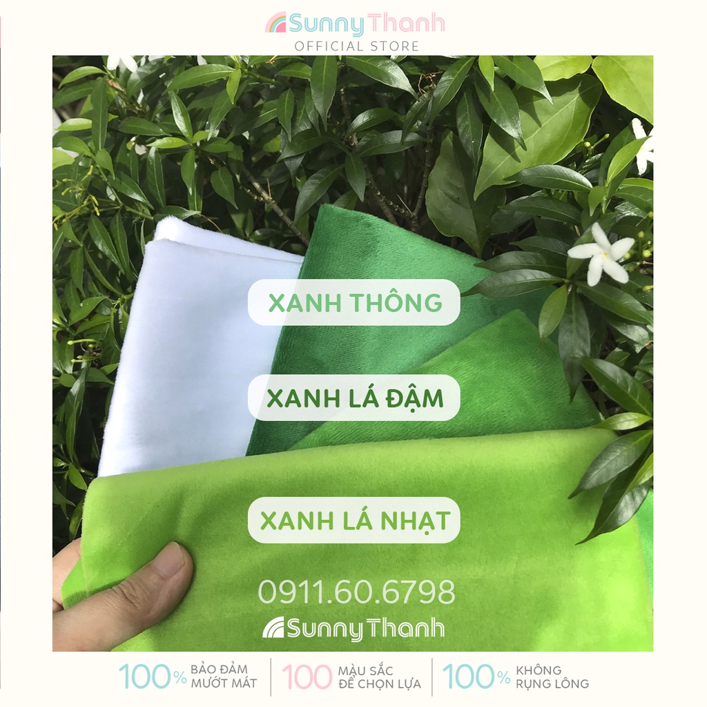 Full tông XANH LÁ - Vải lông nhung may gấu bông, doll, ghế lười XANH LÁ XANH NGỌC