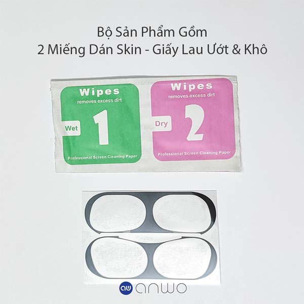 Miếng Dán Kim Loại AirPods Case Pro 2/1 Anwo, Skin Dán Trang Trí Bảo Vệ AirPod 3/2/1, Chống Bụi Bẩn Siêu Mỏng AW812