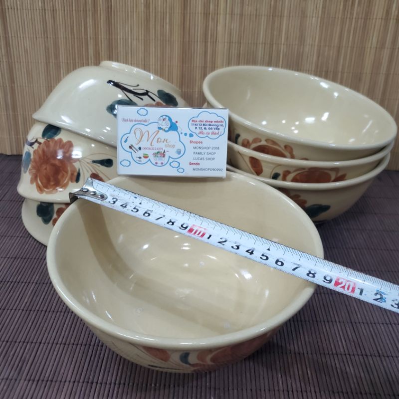 🍲SET 2 TÔ KEM KIỂU BÁT TRÀNG MẪU XƯA VẼ BÔNG KEM🍜  😘