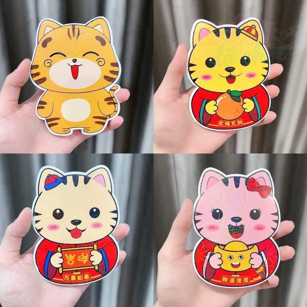Bao lì xì tết 2023 con mèo phản quang chibi cute xuân quý mão giá rẻ Gôn đồ chơi