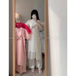 Set áo dài cách tân hoa thêu cánh tiên