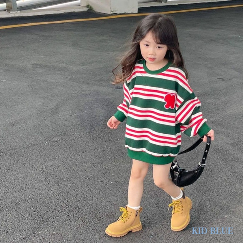 Áo Sweater Tay Dài Cổ Tròn Họa Tiết Kẻ Sọc Thời Trang Hàn Quốc Dễ Phối Đồ Cho Nữ