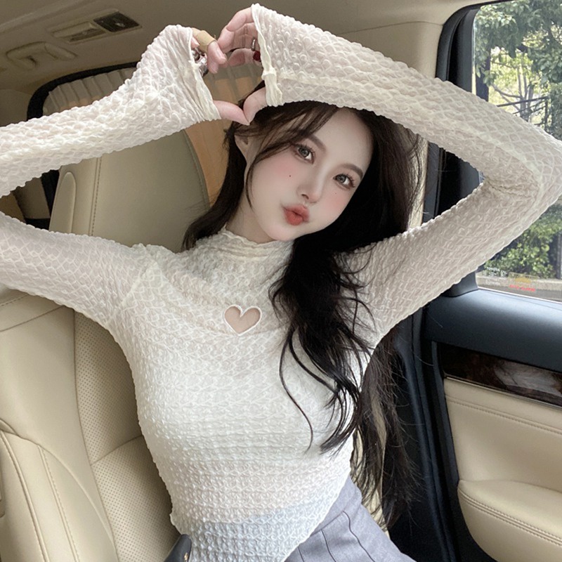Áo ren tay dài cổ cao thời trang dành cho nữ