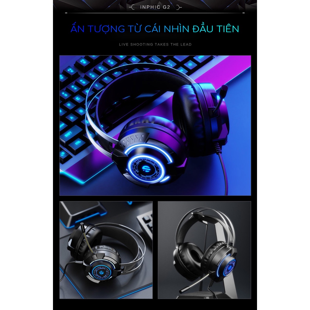 Tai Nghe Headphone Gaming 5.1 ARINFA INPHIC G2 - Âm Siêu Trầm Sống Động Nhẹ Dẻo Cho Game Thủ Chuyên Nghiệp