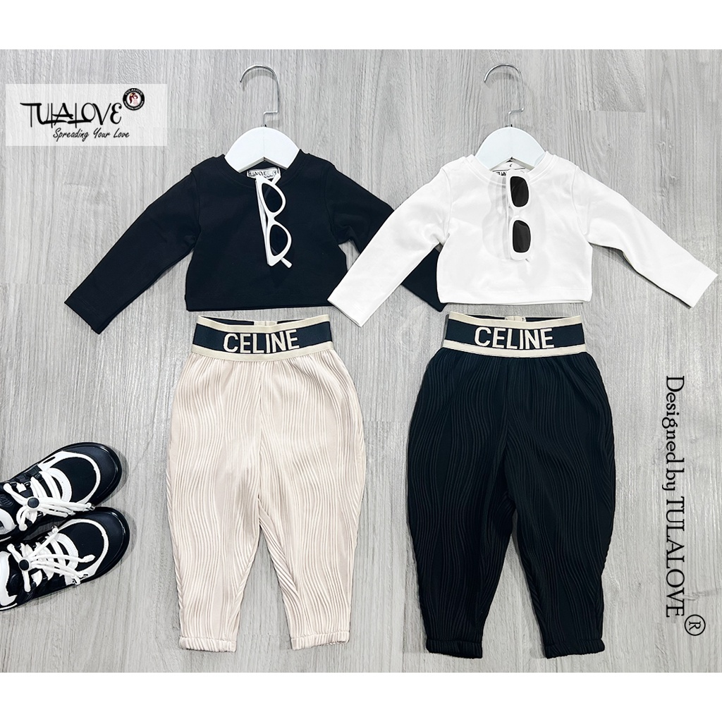 Quần Dài Cho Bé Gái Dáng Baggy, Áo Croptop Cho Bé Gái Tulalove