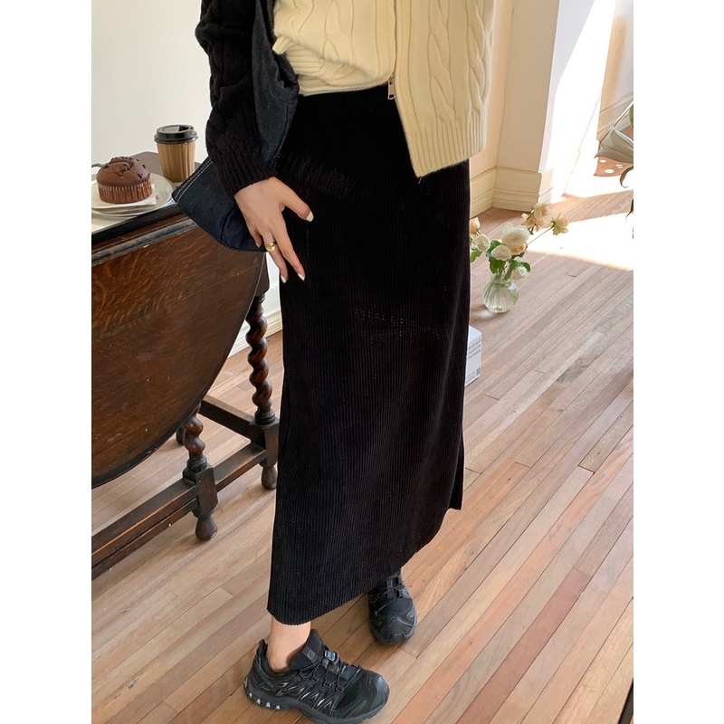 Chân váy xếp ly  chân váy dài đầm nữ Chân Váy Dài Dáng Chữ A Lưng Cao Chất Liệu Da Lộn Thời Trang Thu Đông 2022 Mới Cho Nữ