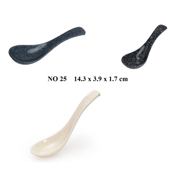 Muỗng cơm,súp nhựa Melamine vân đá đen/xanh/trắng