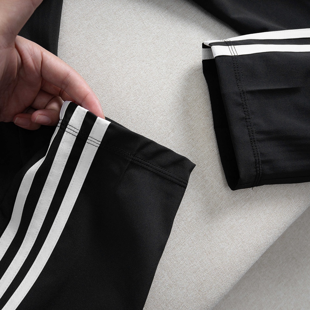 Quần Gió Dài 1 Lớp 3 Sọc, Ống Xuông, Logo Thêu, Hàng VNXK Cao Cấp