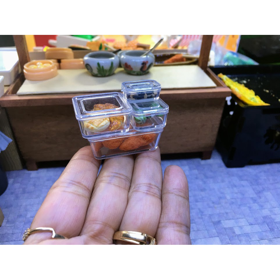 Set mô hình 4 hộp đồ ăn lock lock / Mini cooking vietnam