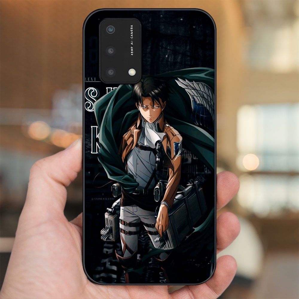 Ốp lưng Oppo A74, A93 5G, A95 viền đen in hình Levi Ackerman Attack On Titan
