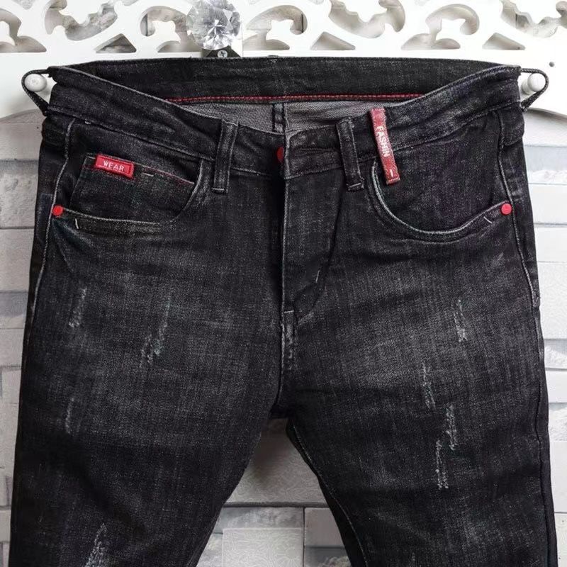Quần Jeans Đen Có Khóa Kéo Thời Trang Mùa Hè Hàn Quốc Cho Nam