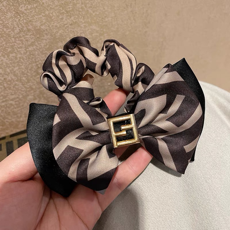 Dây Cột Tóc Hai Lớp Thắt Nơ In Họa Tiết Chữ Phong Cách Hàn Quốc Cổ Điển Thời Trang Cho Nữ