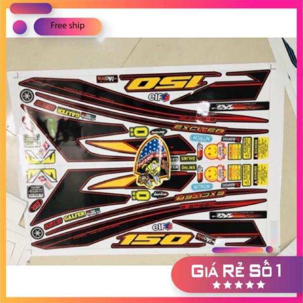 FREE SHIP + QUÀ TẶNG Tem rời xe Exciter 150 sọc chỉ đỏ đen