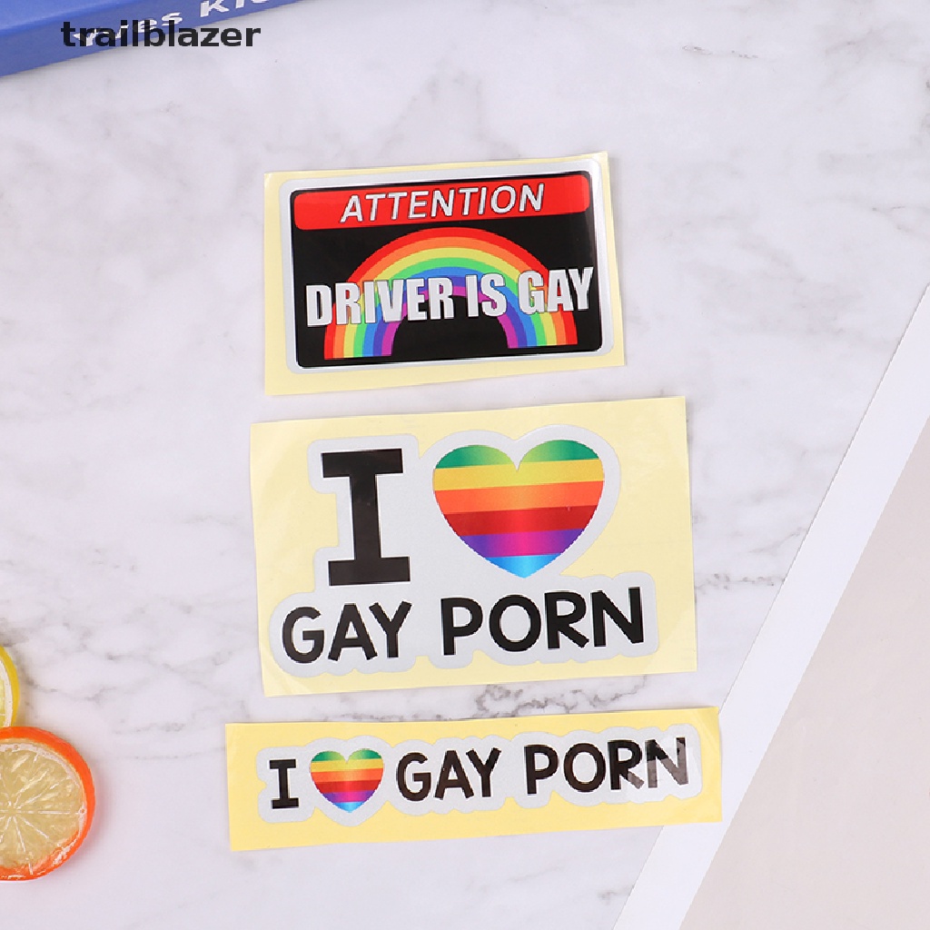 1 Sticker Phản Quang Chữ I LOVE Gay Pborn Dán Trang Trí Xe Hơi