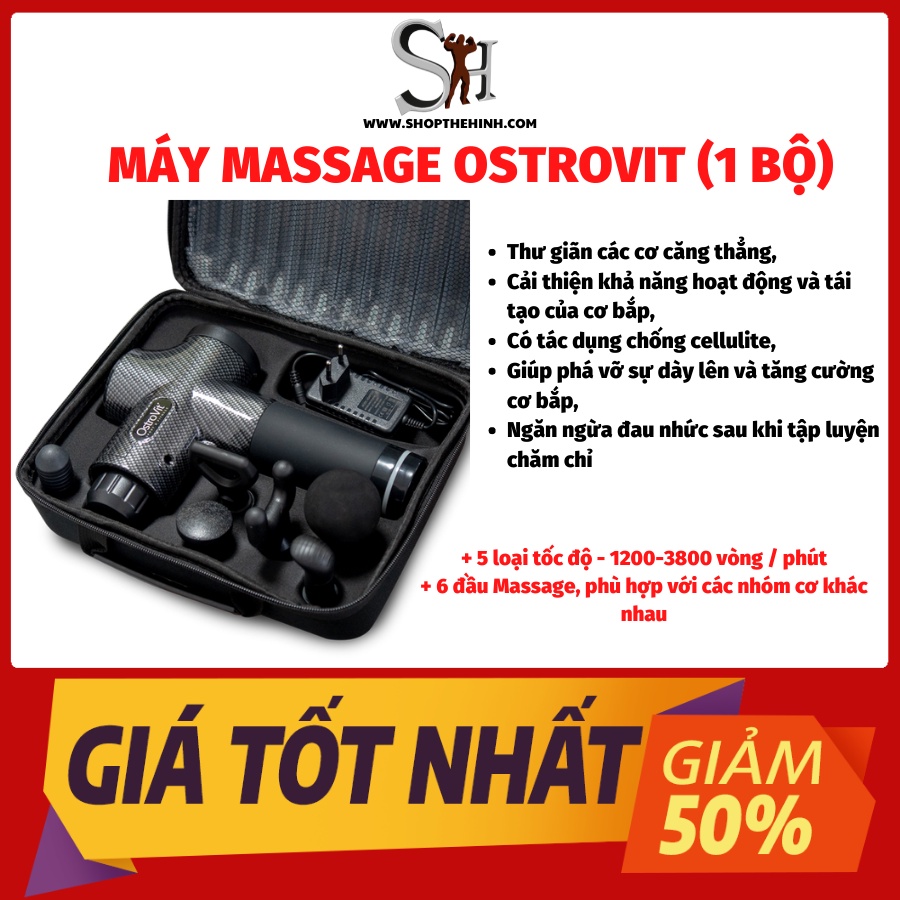 Máy Massage Ostrovit  - Súng Massage Gun, Thư Giãn Cơ Bắp, Trị Liệu Đau Nhức, Căng Mỏi Cơ