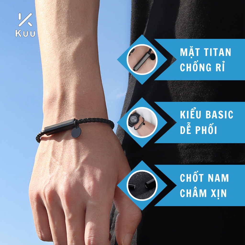 Vòng Tay Nam Nữ Unisex Thời Trang Lắc Tay Basic Kuu Clothes Màu Đen Chất Liệu Titan - Clancy