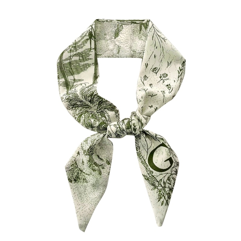 Khăn Choàng Cổ Kiêm Túi Xách Bằng Vải Satin In Chữ Phong Cách Pháp Tinh Tế Thời Trang