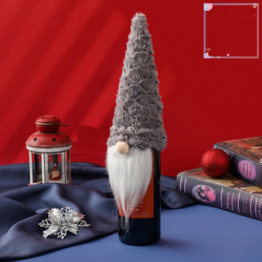 [do1] Vỏ Bọc Chai Rượu Bằng Vải Họa Tiết Giáng Sinh Trang Trí Nhà Cửa