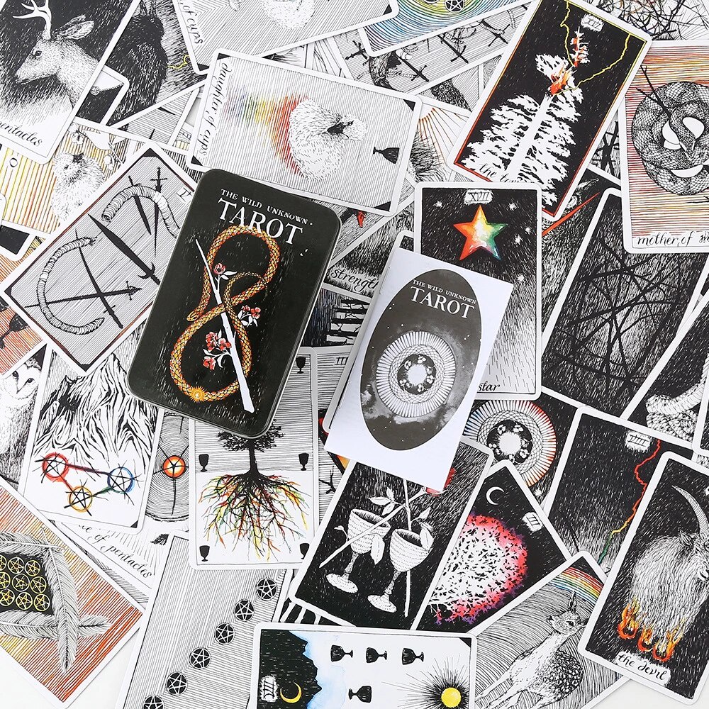 Bộ Bài The Wild Unknown Tarot 78 Thẻ Mạ Bạc Hộp Sắt Nifoki