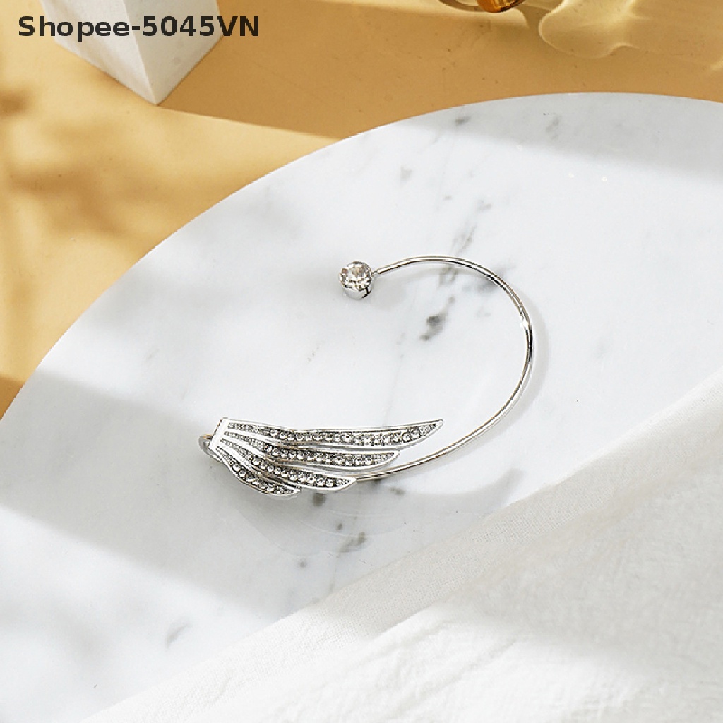 Bông Tai Hình Đôi Cánh Bằng Kim Loại Đính Pha Lê Lấp Lánh Thời Trang Cho Nữ