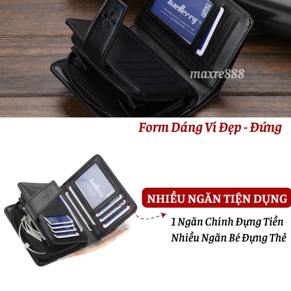 Bóp ví nam da cao cấp siêu bền, kiểu dáng thời trang Hàn Quốc nhiều ngăn tiện dụng đựng tiền đựng thẻ
