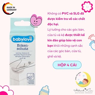 Miếng bọc góc bàn silicon cho bé kèm miếng dán chắc chắn, miếng bọc cạnh bàn Babylove - hộp 4 cái
