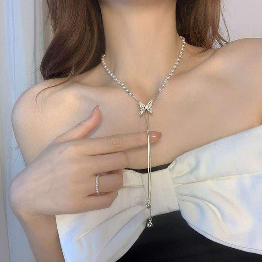 AROMA Vòng cổ Mặt Hình Bướm Đính Đá Thời Trang Cho Nữ