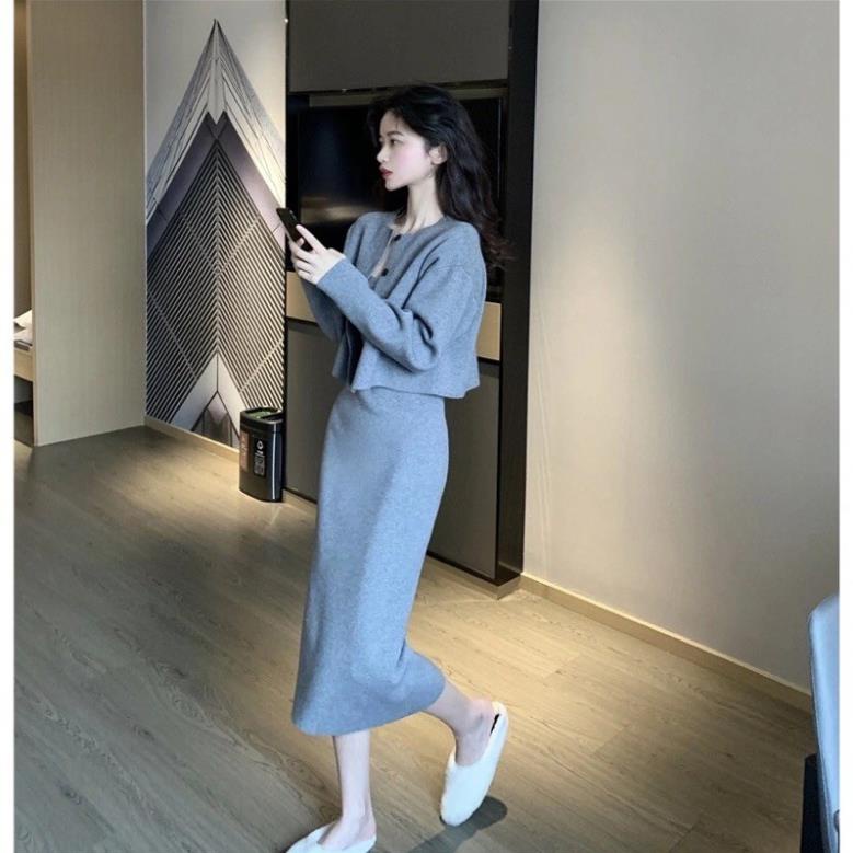 order Set váy len body + áo khoác len chất đẹp hàng loại 1
