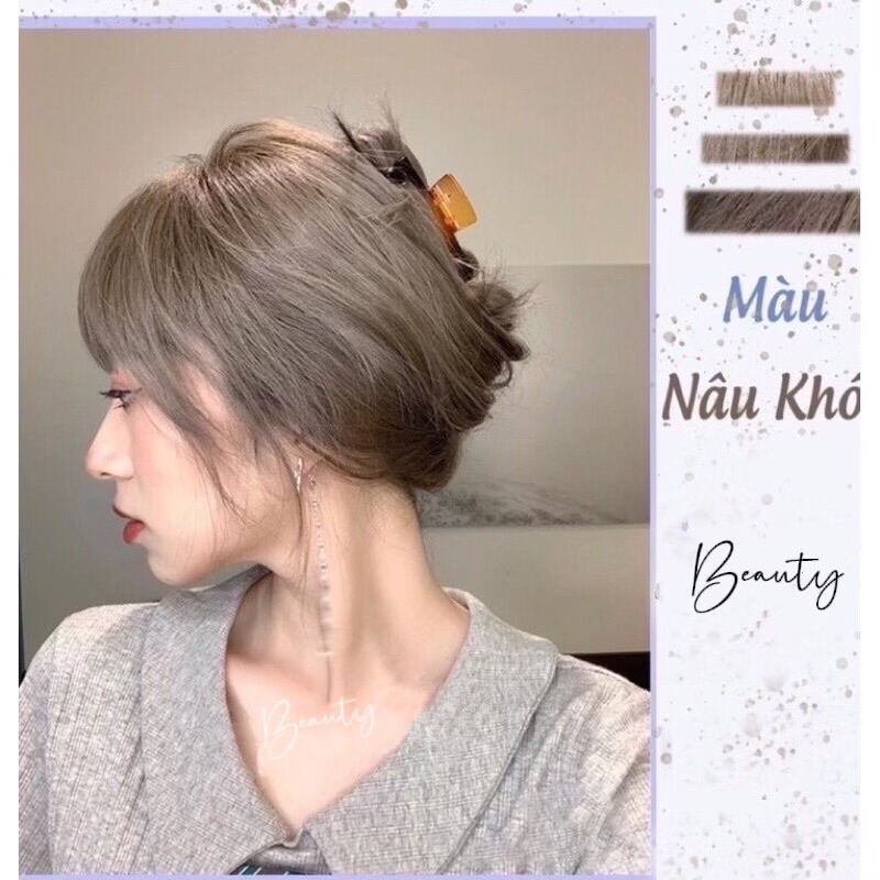 Thuốc Nhuộm Tóc Màu NÂU KHÓI - NÂU TRÀ SỮA Lên Từ Nền Đen Và Nâu/ KHÔNG CẦN TẨY(tặng oxy và gang tay)