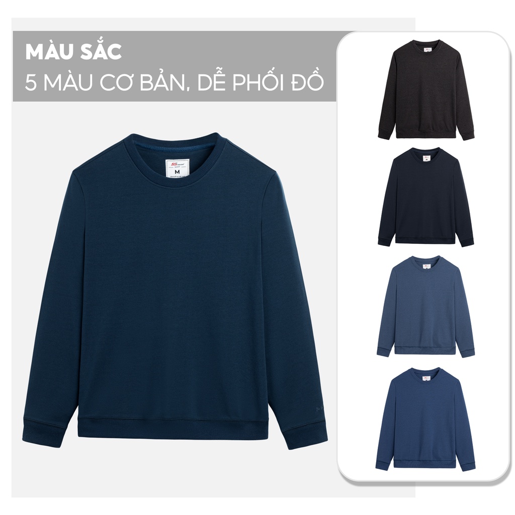 Áo Nỉ Nam 5S Premium, Chất Cotton USA, Dày Dặn, Mềm Mại, Thiết Kế Basic, Dễ Mặc