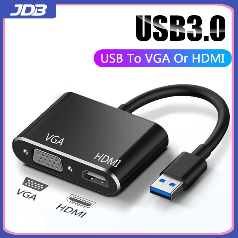 Bộ Chuyển Đổi Hub 2 trong 1 Type C Sang HDMI VGA 2 in 1 Type-C hỗ trợ 4K