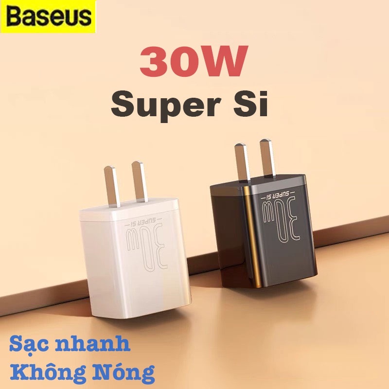 Củ sạc nhanh Baseus 30W Super Si miniQC 3.0 PD 3.0 Fast Chariging 30W, Cáp sạc nhanh C to L for 14/13/12 mini/11/XS