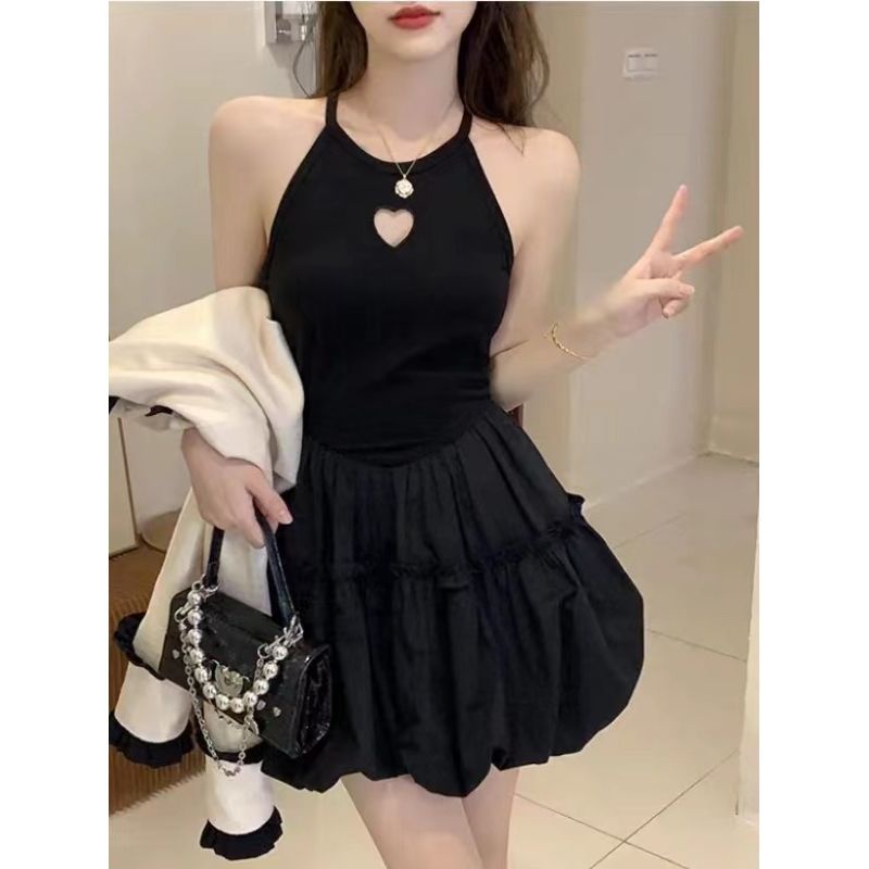Bộ Đầm Ngắn + Áo Khoác Dáng Ngắn Họa Tiết Trái Tim Nhỏ Tinh Khiết Thời Trang Thu Đông 2022 Niche Desire