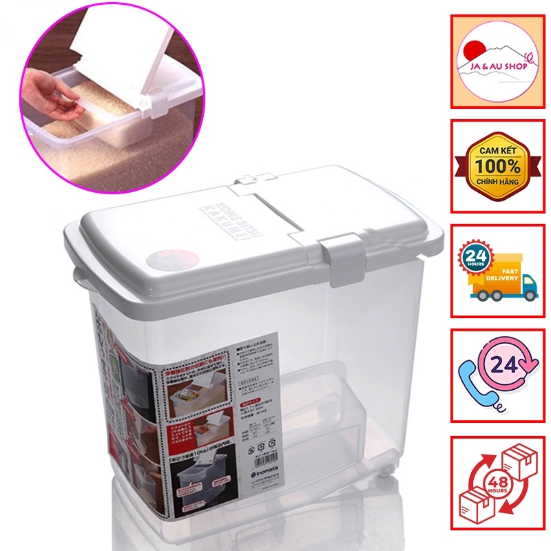 Thùng đựng gạo 10kg nắp bật có bánh xe