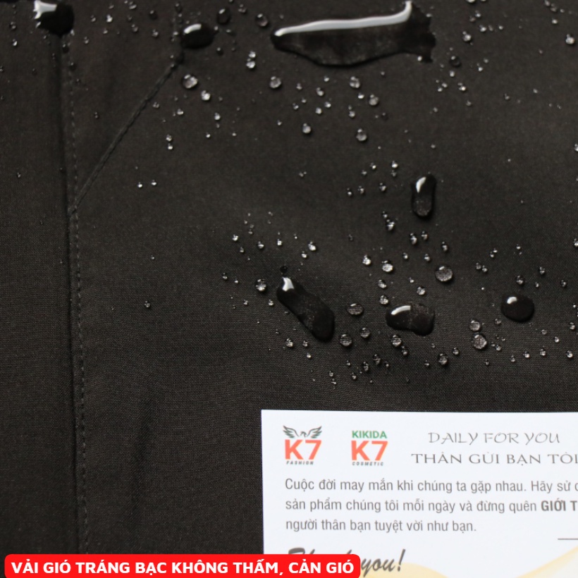 Áo khoác gió Nam nữ dáng suông cao cấp K7 FASHION hai lớp không thấm nước, lót lưới, khóa chống nước