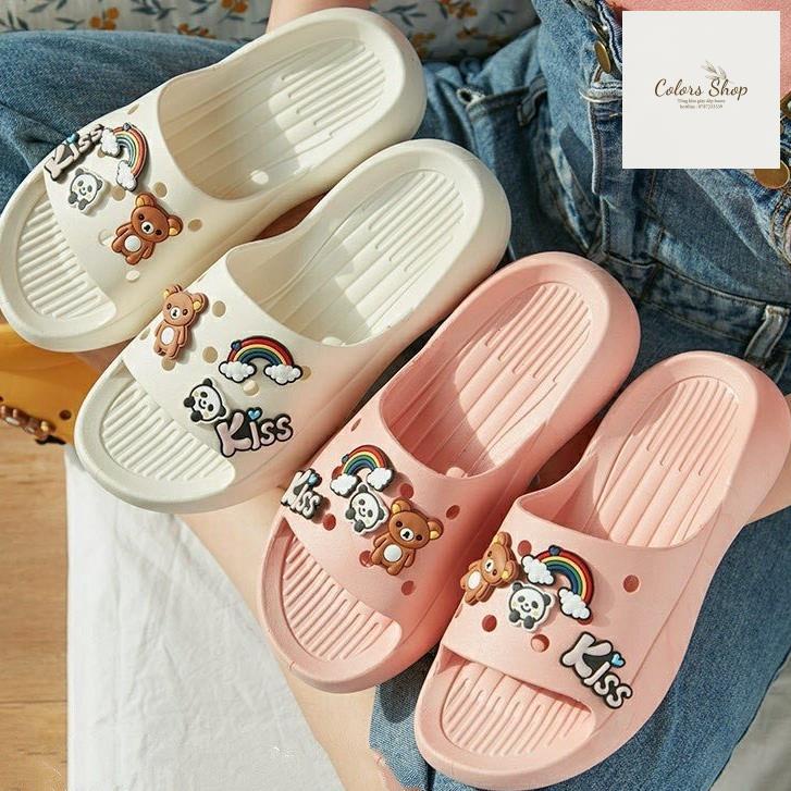 Dép Quai Ngang Nữ  Colors Siêu Nhẹ Gắn Sticker