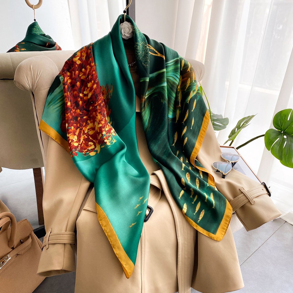 Parsimonos 110 Cm (43,3 Inch) Khăn choàng lụa nữ in hình WJ1014-22